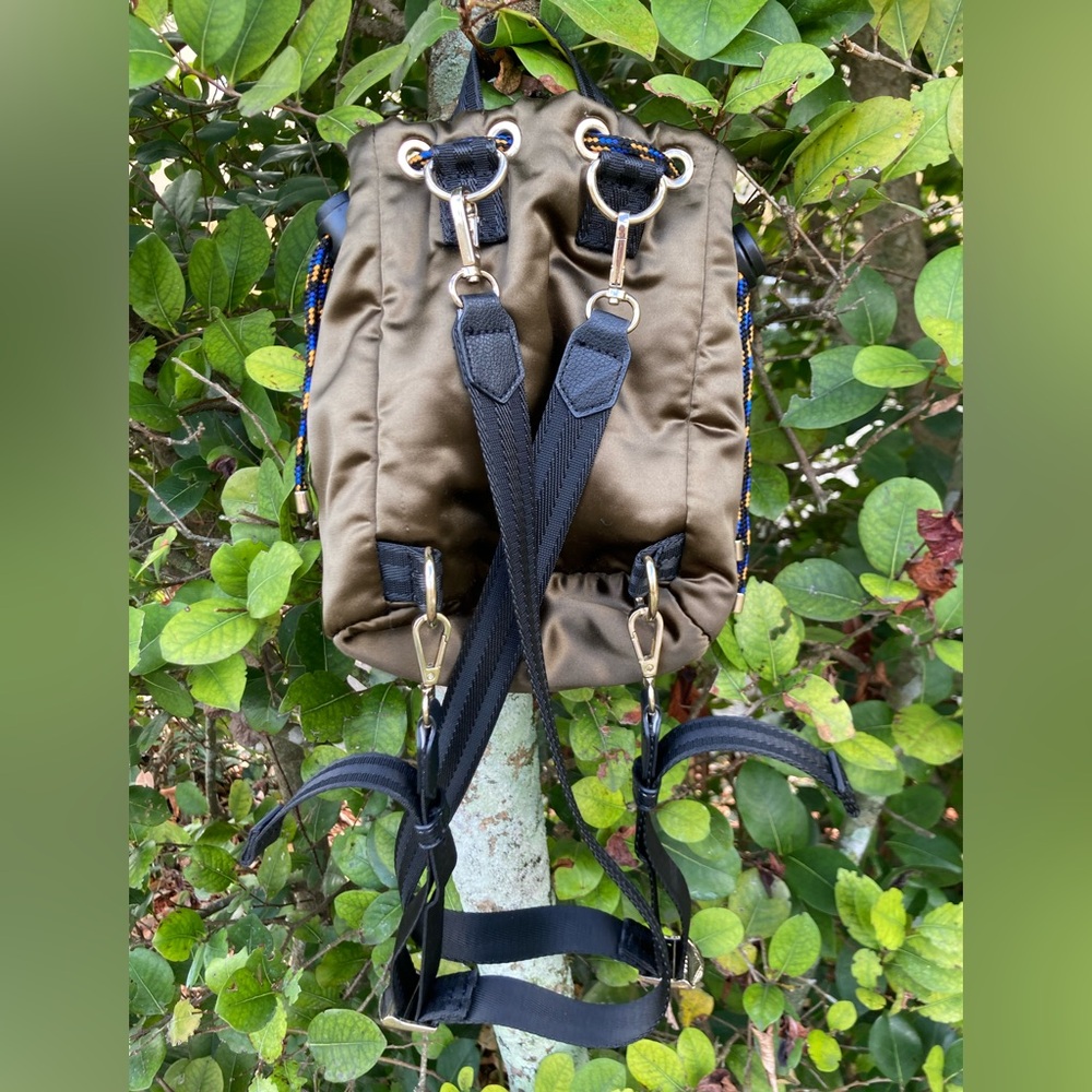 Zara Olive Green and Black Mini Backpack with Blue Accent - Picture 4 of 7